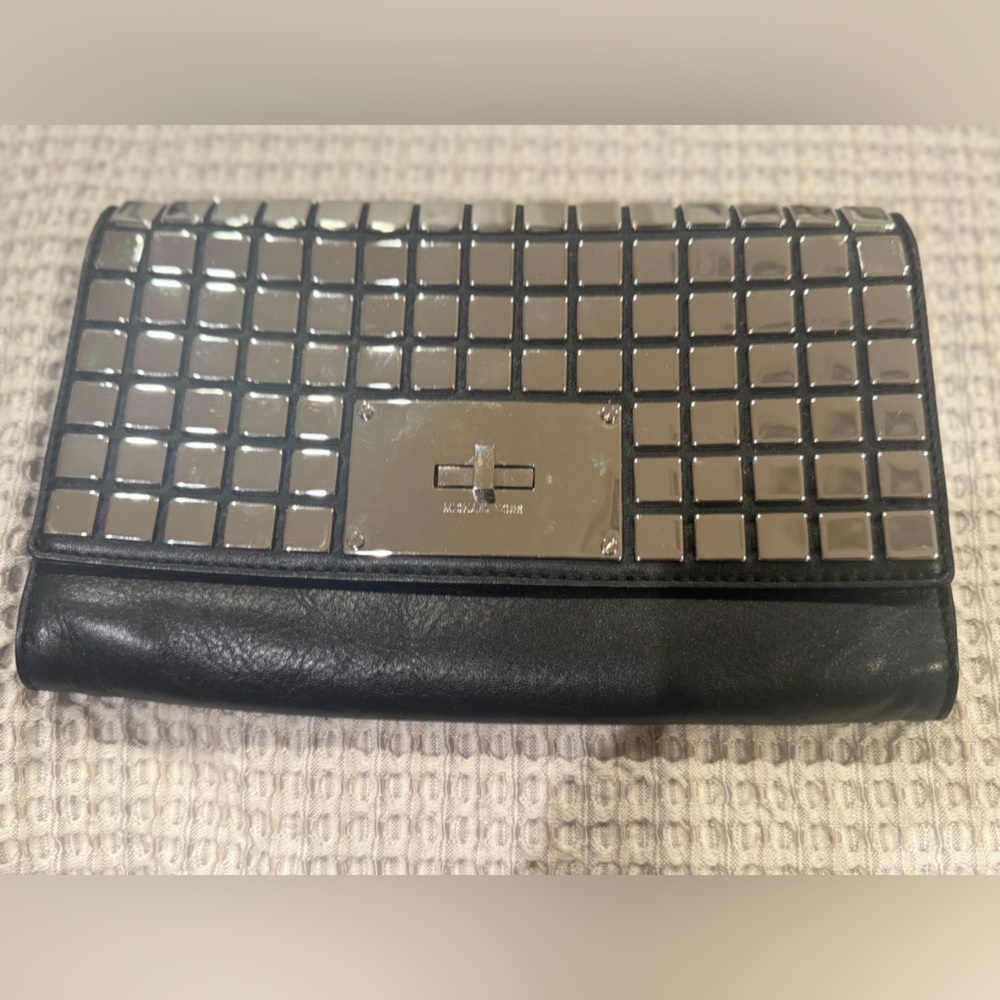 Michael Kors Black and Silver Mirrored  Clutch